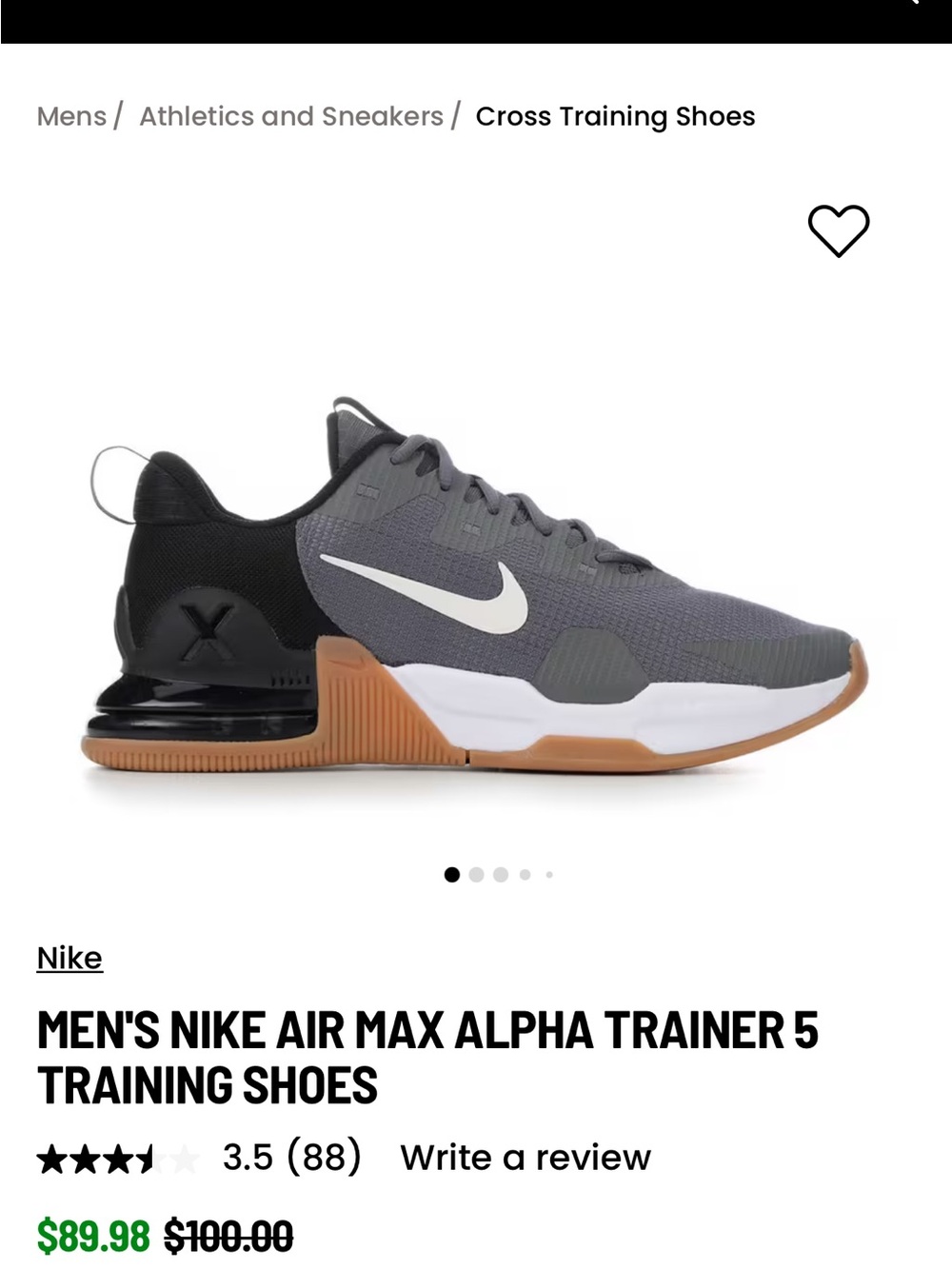 Nike Men's Air Max Alpha Trainer 5 in Grey, Black & Gum